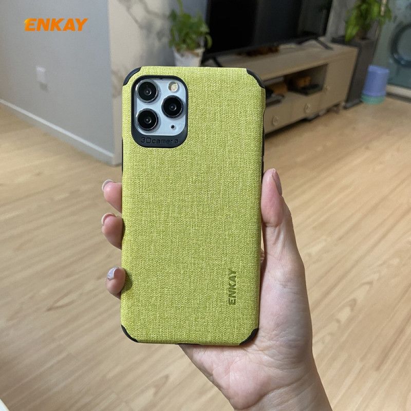 Hoesje voor iPhone 11 Pro Wit Zwart Enkay Stof