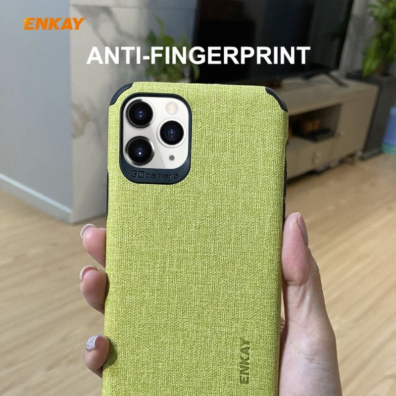 Hoesje voor iPhone 11 Pro Wit Zwart Enkay Stof