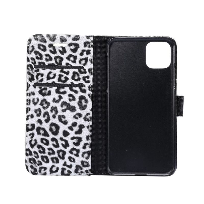 Leren Hoesje iPhone 11 Pro Bruin Wit Luipaard