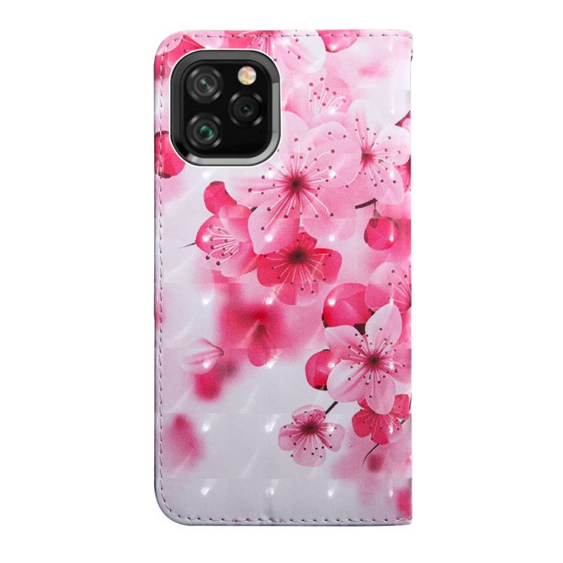 Leren Hoesje iPhone 11 Pro Roze Bloemen