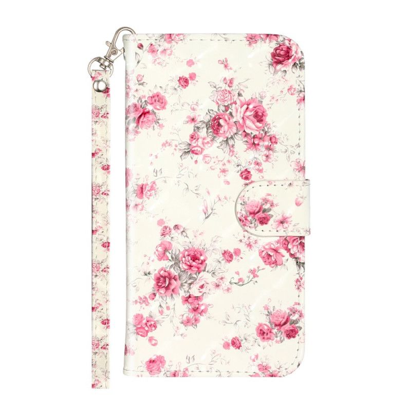 Leren Hoesje iPhone 11 Pro Telefoonhoesje Bloemen Lichte Vlekjes Met Riempje