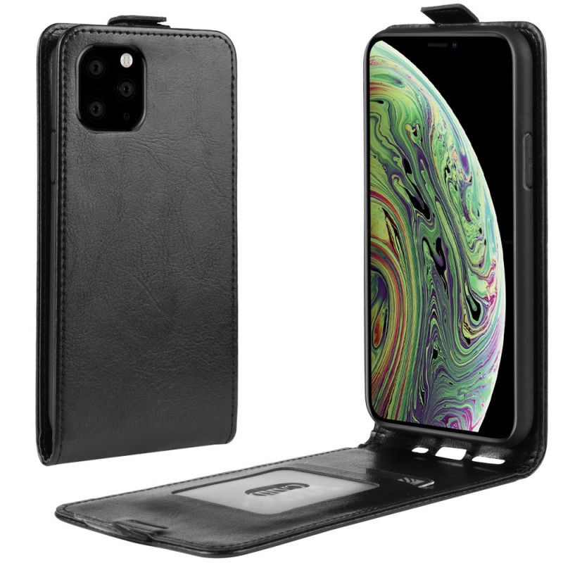 Leren Hoesje iPhone 11 Pro Wit Zwart Telefoonhoesje Retro Vouwen