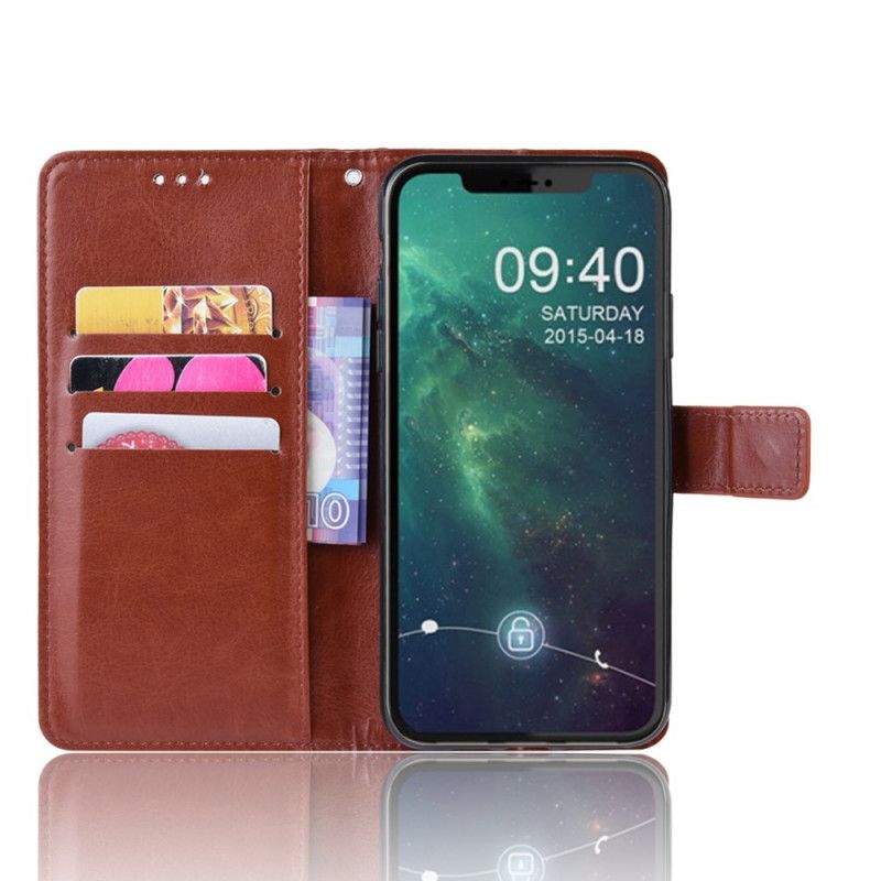 Leren Hoesje voor iPhone 11 Pro Bruin Zwart Gekleurd Leereffect Met Riem