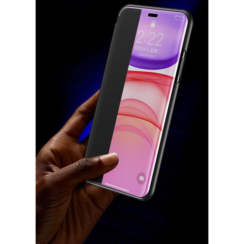 Zichtomslag iPhone 11 Pro Rood Zwart Leereffect Met Textuur