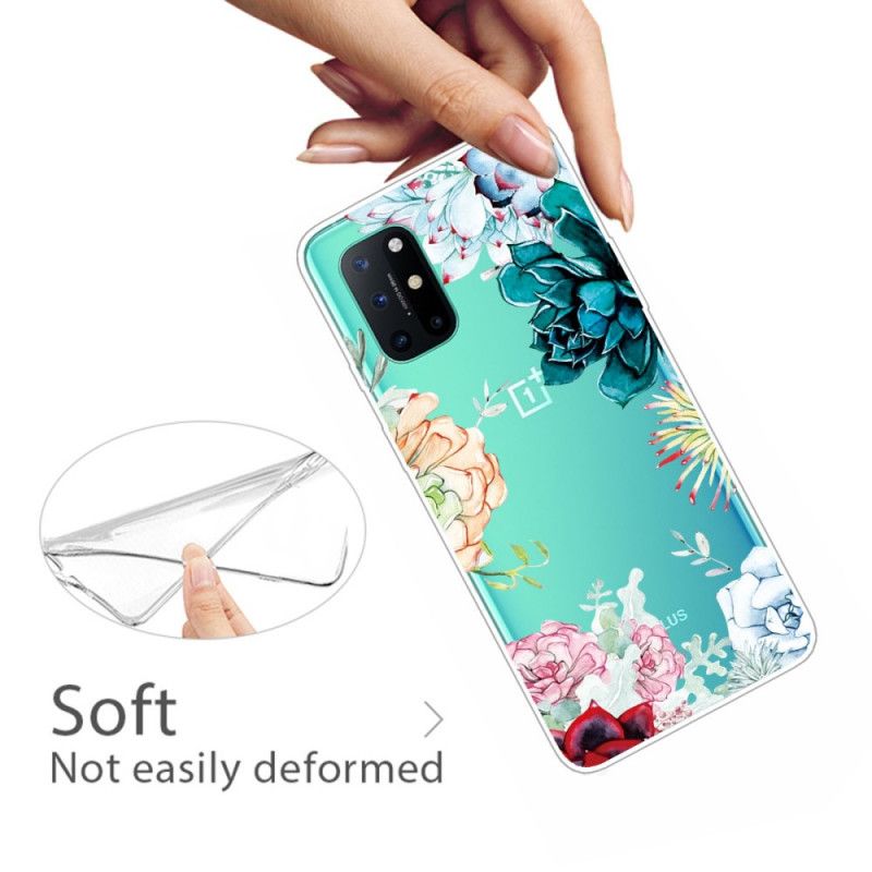 Case Hoesje OnePlus 8T Telefoonhoesje Transparante Aquarelbloemen