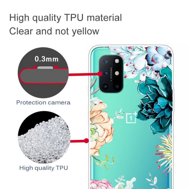 Case Hoesje OnePlus 8T Telefoonhoesje Transparante Aquarelbloemen