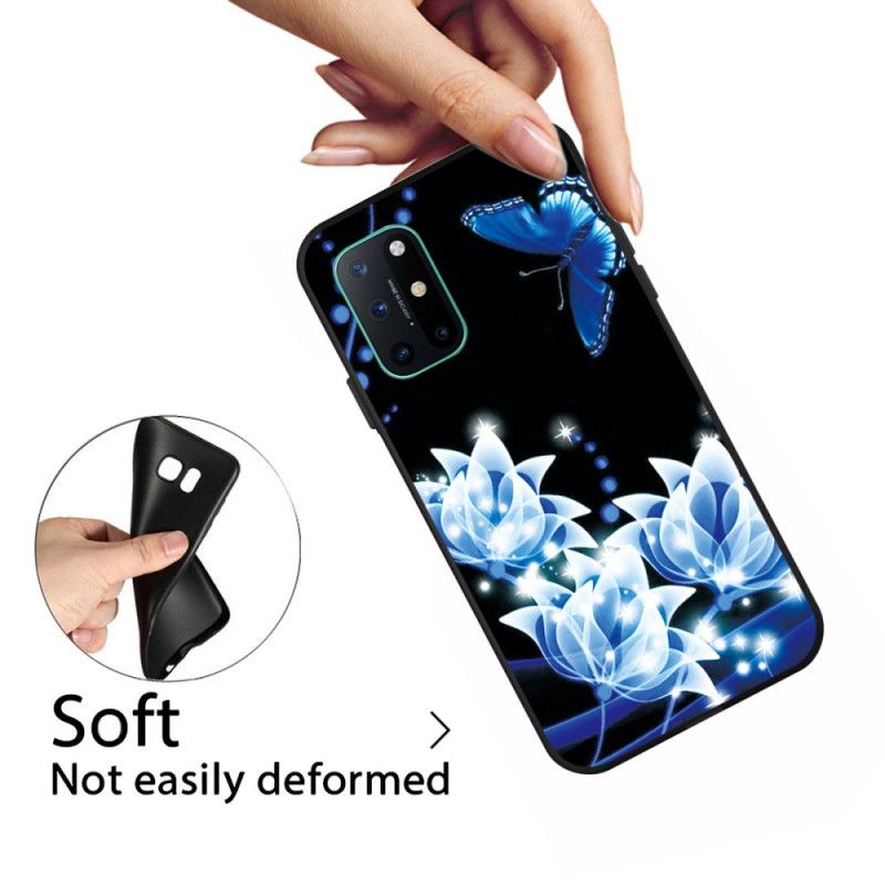 Cover Hoesje OnePlus 8T Telefoonhoesje Vlinder En Blauwe Bloemen