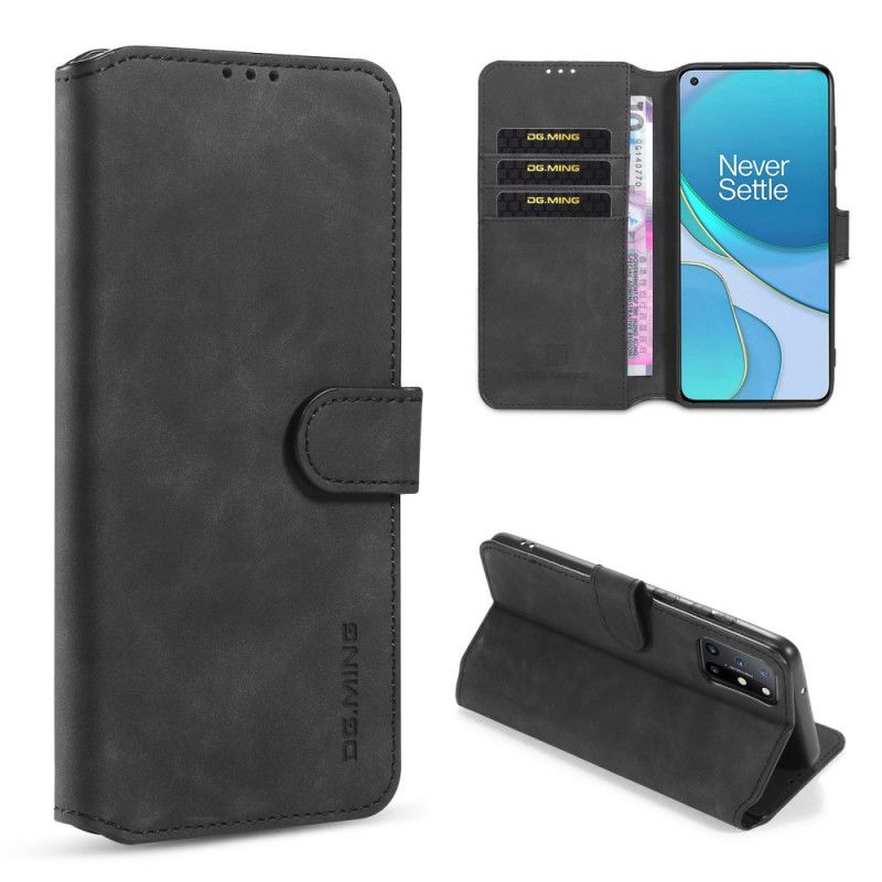 Flip Case Leren OnePlus 8T Grijs Zwart Retro Dg.Ming