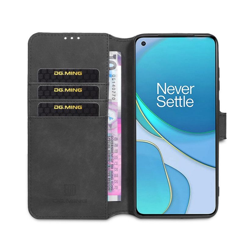 Flip Case Leren OnePlus 8T Grijs Zwart Retro Dg.Ming