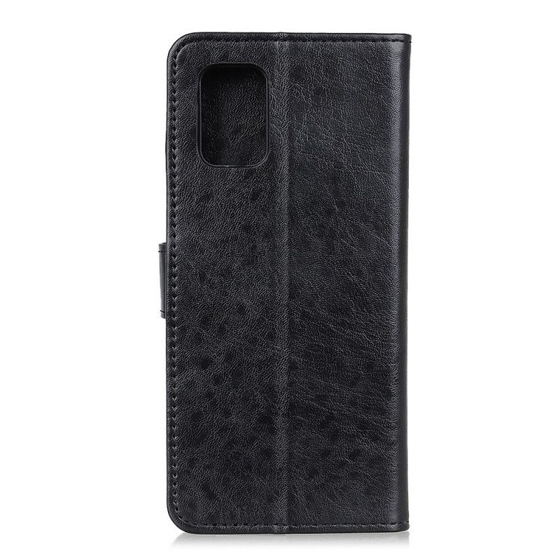 Flip Case Leren OnePlus 8T Rood Zwart Gestructureerd Kunstleer