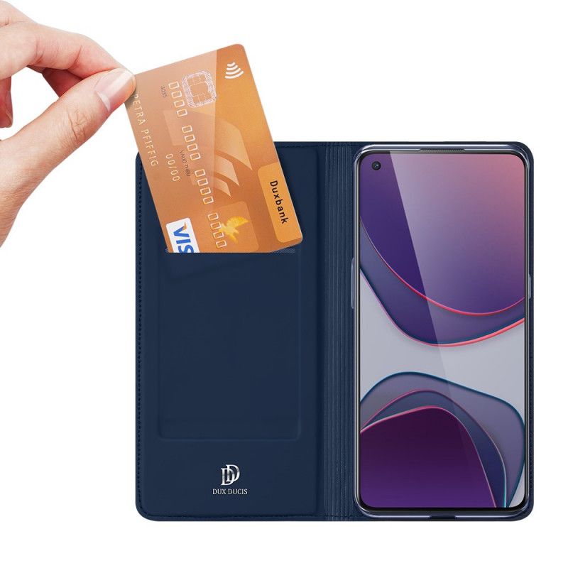 Folio-hoesje OnePlus 8T Donkerblauw Zwart Pro Dux Ducis Huid