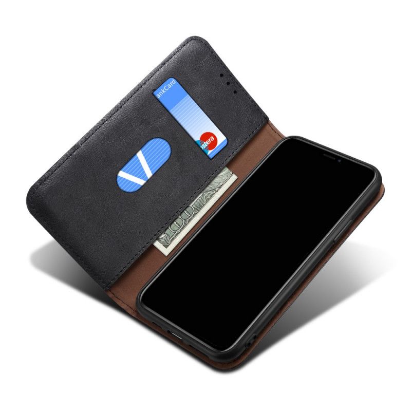 Folio-hoesje OnePlus 8T Rood Zwart Gestikt Leereffect