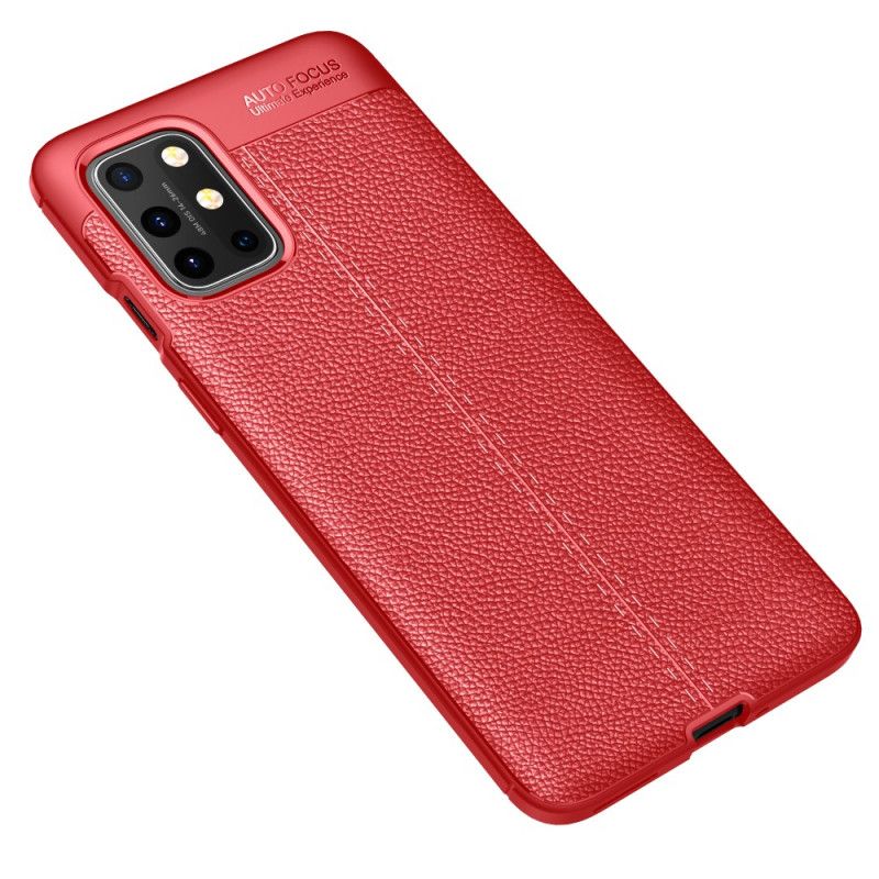 Hoesje OnePlus 8T Rood Zwart Dubbellijns Lychee Leereffect