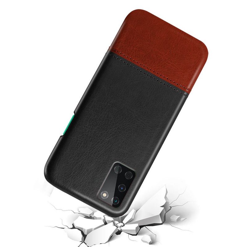 Hoesje OnePlus 8T Rood Zwart Ksq Tweekleurig Leereffect