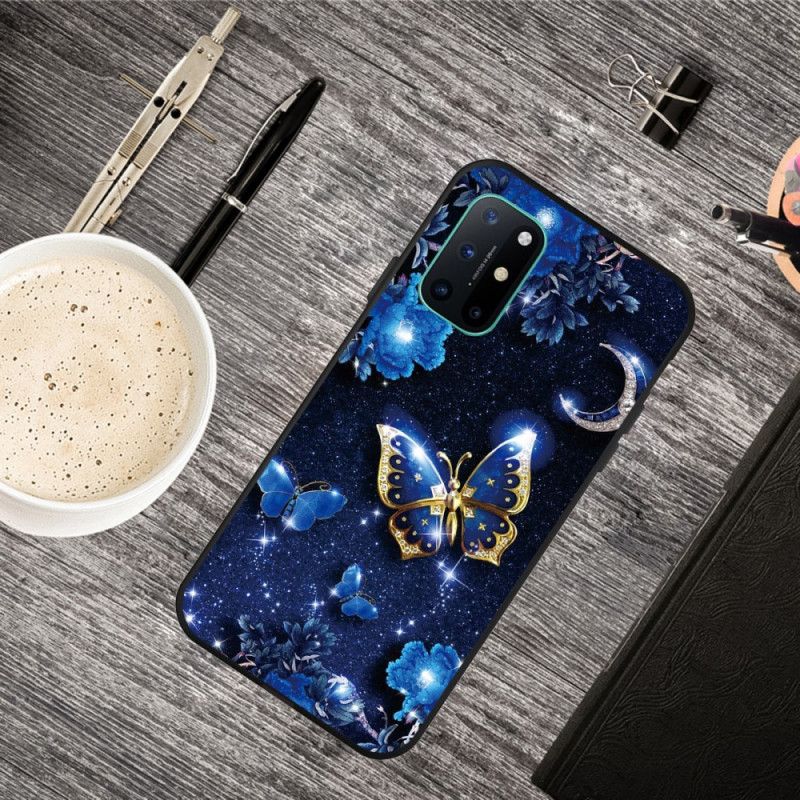 Hoesje OnePlus 8T Telefoonhoesje Gouden Vlinder