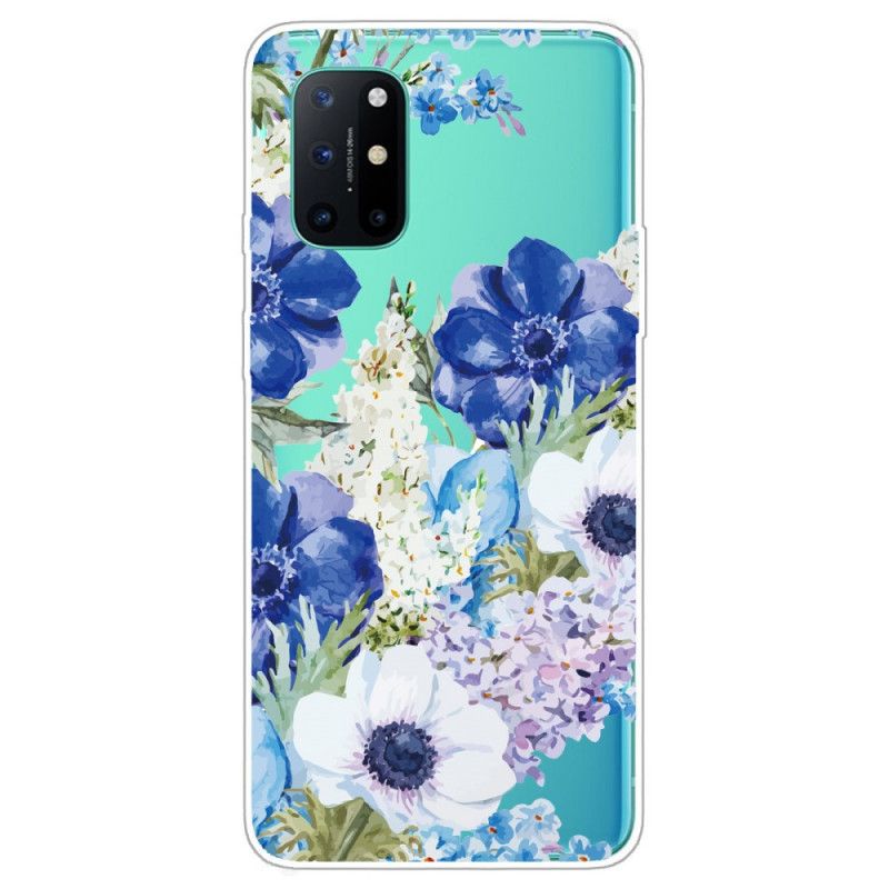 Hoesje OnePlus 8T Transparante Aquarelblauwe Bloemen