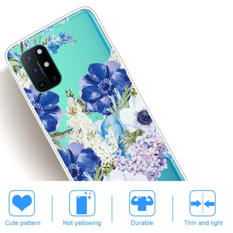 Hoesje OnePlus 8T Transparante Aquarelblauwe Bloemen