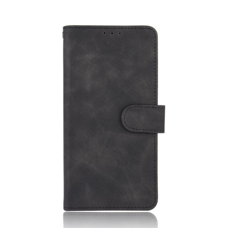 Leren Hoesje OnePlus 8T Magenta Zwart Huid-Aanraking