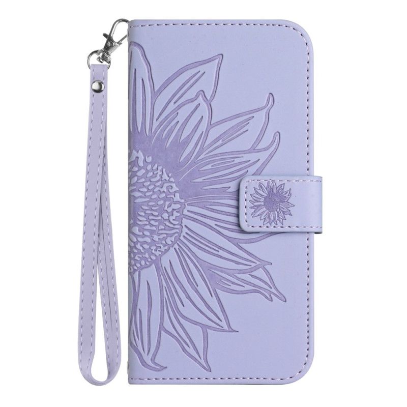 Folio-hoesje Honor 200 Lite Telefoonhoesje Zonnebloemprint Met Riempje