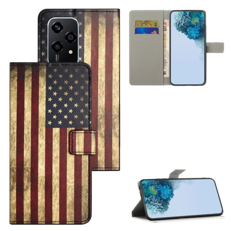 Leren Hoesje Honor 200 Lite Vintage Amerikaanse Vlag