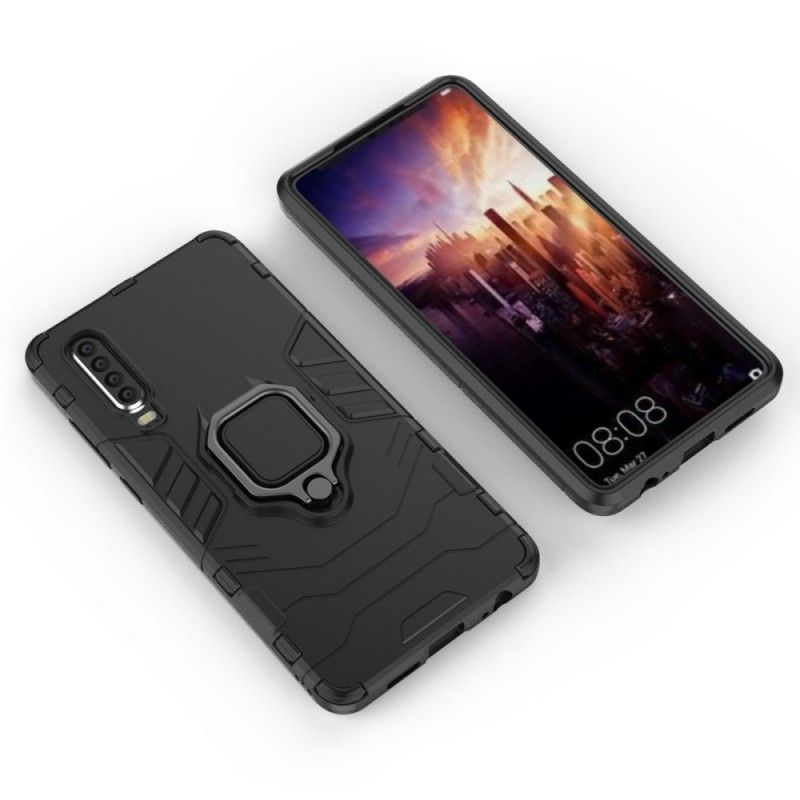 Case Hoesje Huawei P30 Rood Zwart Telefoonhoesje Resistente Ring