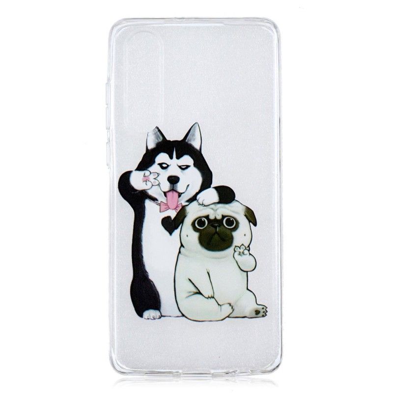 Cover Hoesje Huawei P30 Telefoonhoesje Grappige Honden