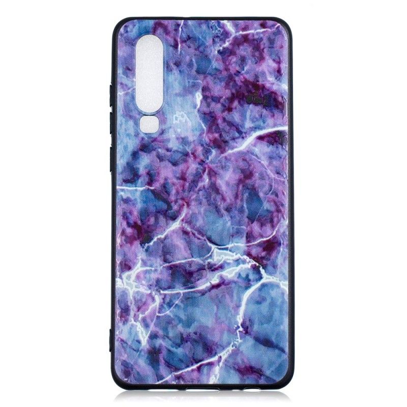 Cover Hoesje Huawei P30 Telefoonhoesje Paars Marmer