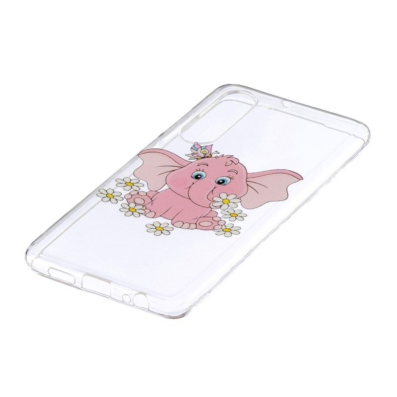 Cover Hoesje Huawei P30 Telefoonhoesje Transparant Roze Olifant