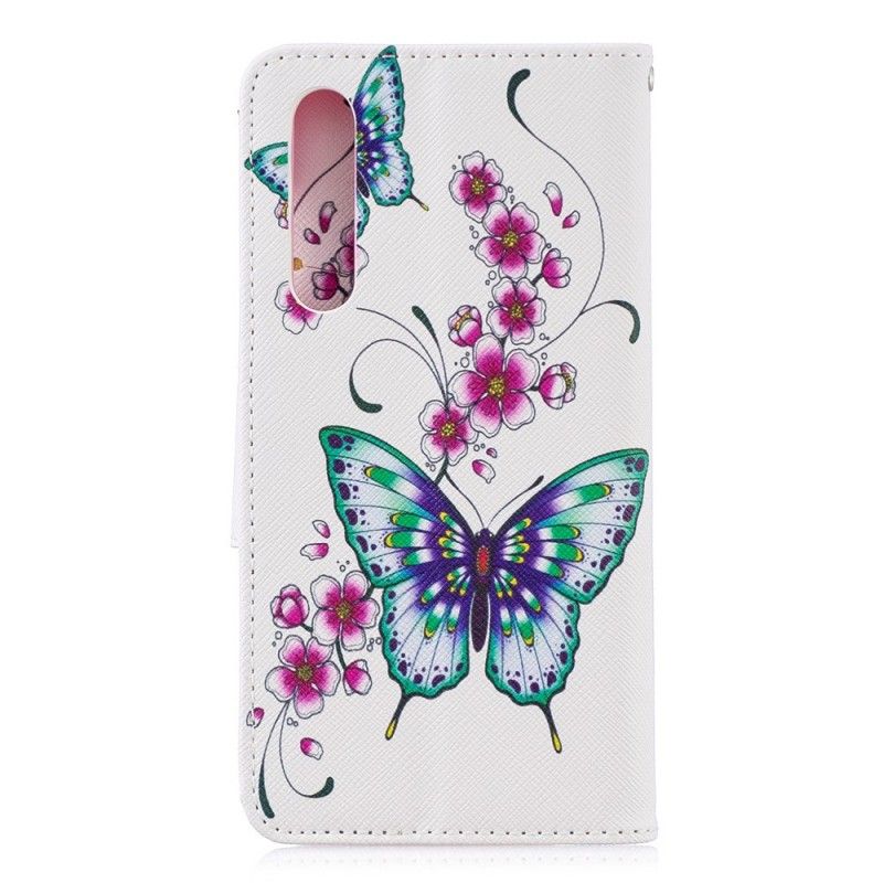 Leren Hoesje Huawei P30 Telefoonhoesje Prachtige Vlinders