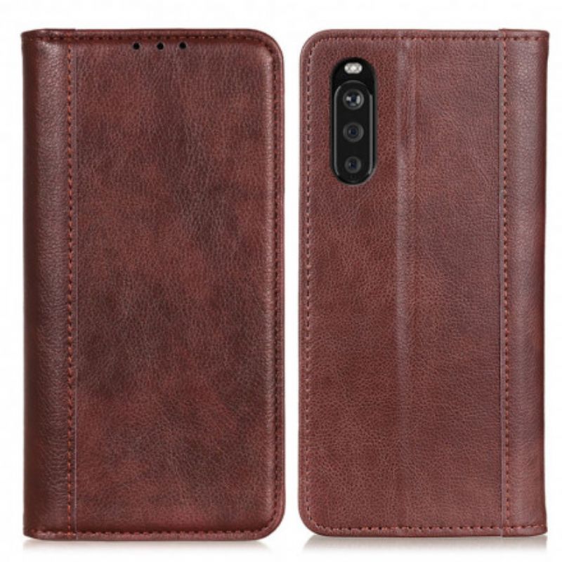 Folio-hoesje Sony Xperia 10 Iii Elegance Split Litchi Leer Bescherming Hoesje