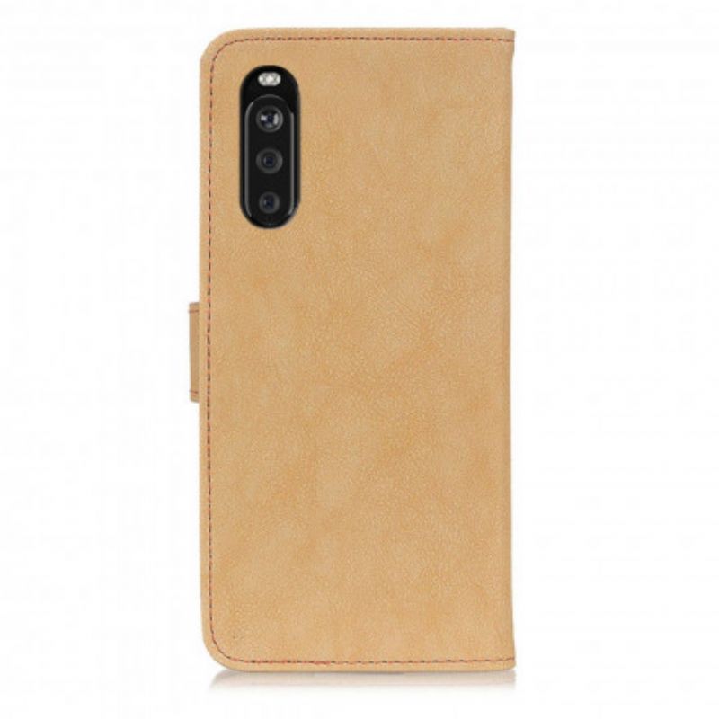 Folio-hoesje Sony Xperia 10 Iii Faux Splitleer Retro Khazneh