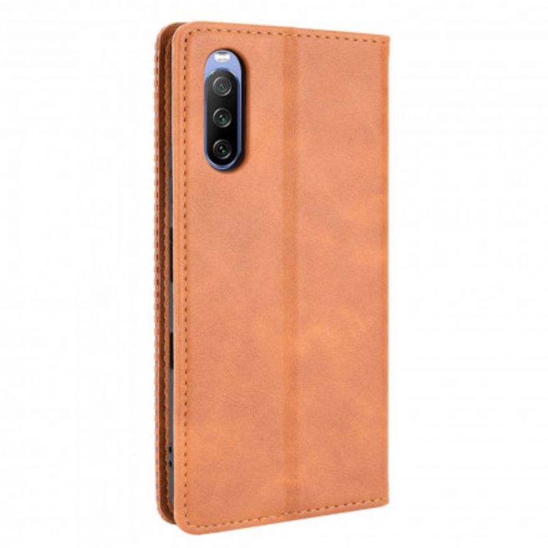 Folio-hoesje Sony Xperia 10 Iii Gestileerd Vintage Leereffect