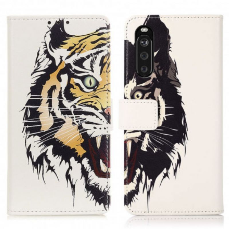 Leren Hoesje Sony Xperia 10 Iii Fierce Tiger Bescherming Hoesje