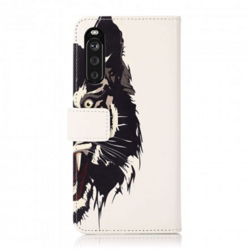 Leren Hoesje Sony Xperia 10 Iii Fierce Tiger Bescherming Hoesje