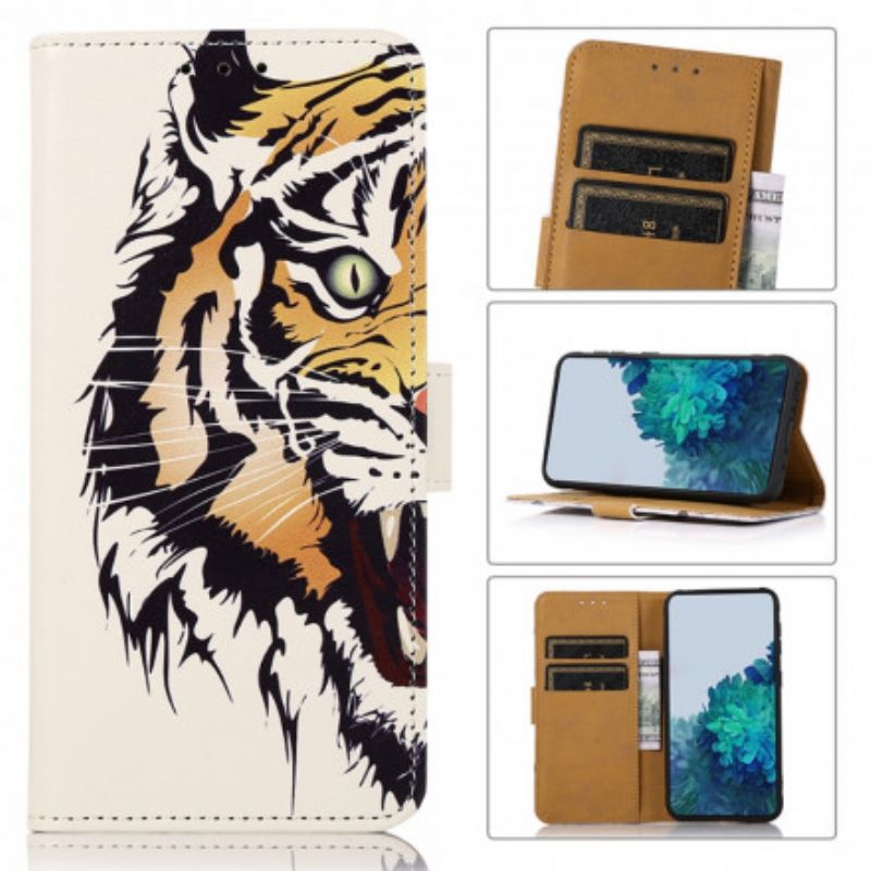 Leren Hoesje Sony Xperia 10 Iii Fierce Tiger Bescherming Hoesje