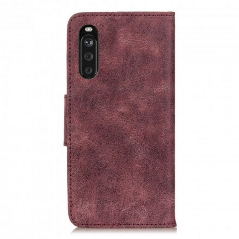 Leren Hoesje Sony Xperia 10 Iii Vintage Splitleer Bescherming Hoesje