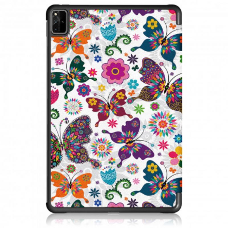 Smart Case Huawei Matepad Pro 12.6 (2021) Versterkte Retro Vlinders En Bloemen