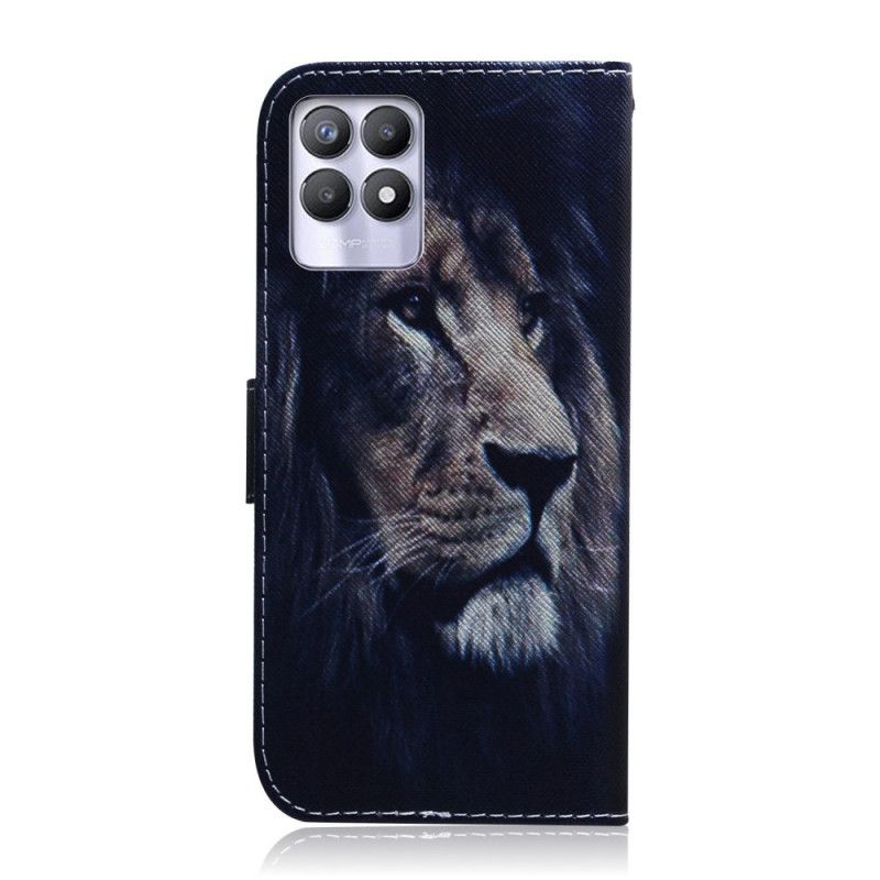 Flip Case Leren Realme 8i Dromende Leeuw