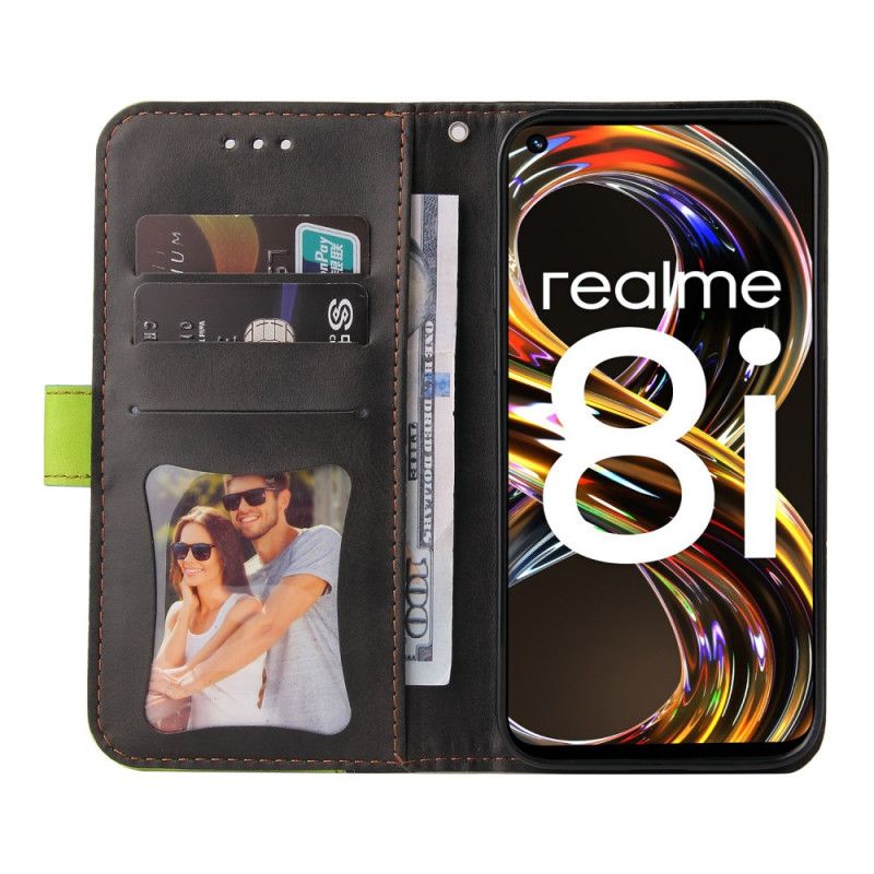 Folio-hoesje Realme 8i Telefoonhoesje Tweekleurig