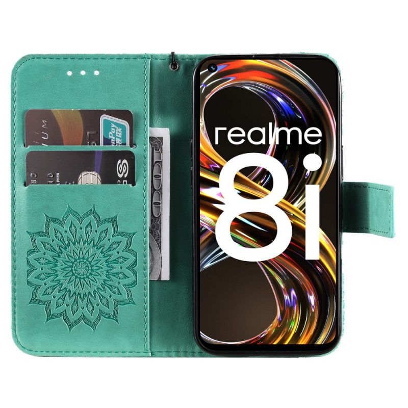 Leren Hoesje Voor Realme 8i Zonnebloem