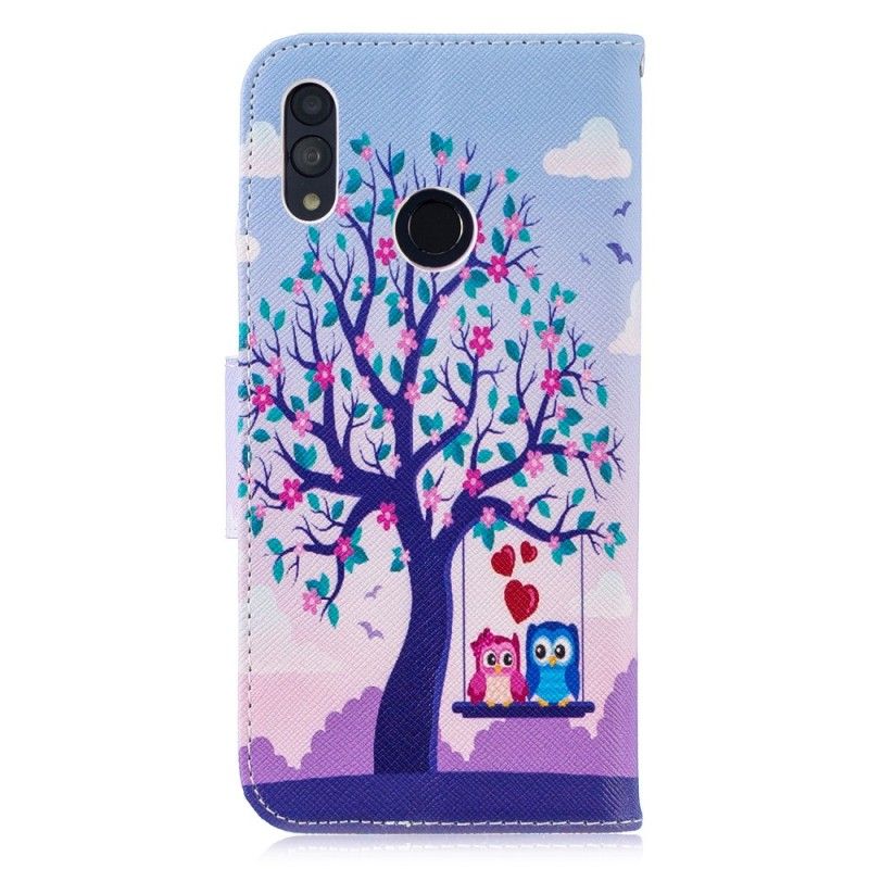 Cover Folio-hoesje Huawei P Smart 2019 Telefoonhoesje Uilen Op De Schommel