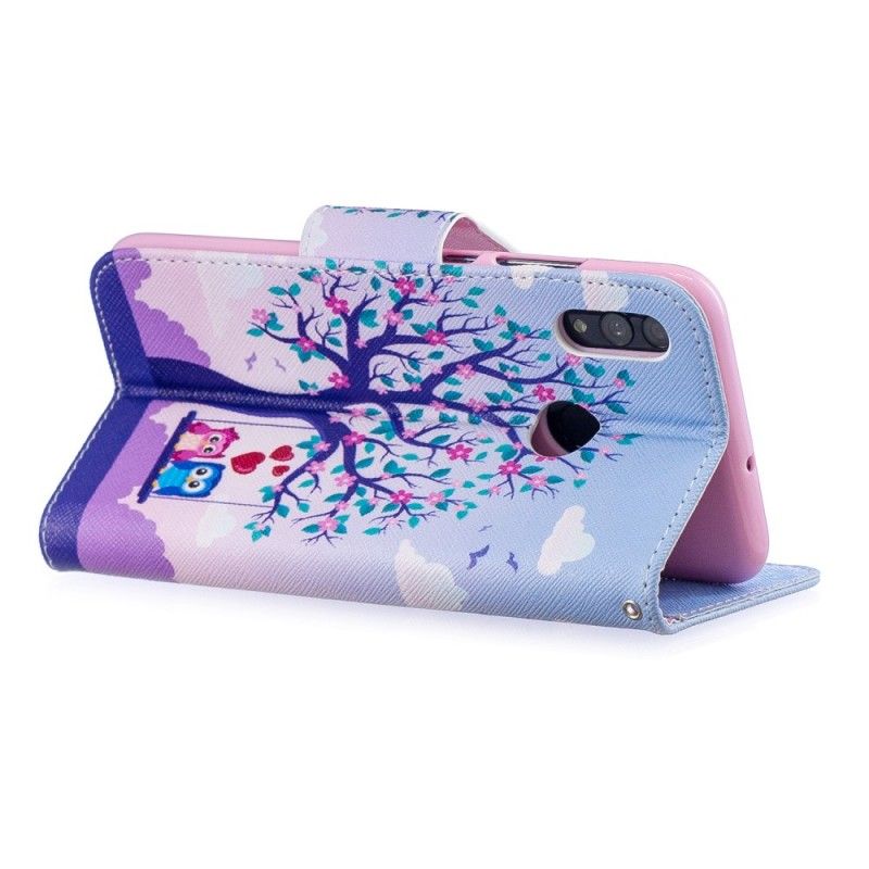 Cover Folio-hoesje Huawei P Smart 2019 Telefoonhoesje Uilen Op De Schommel