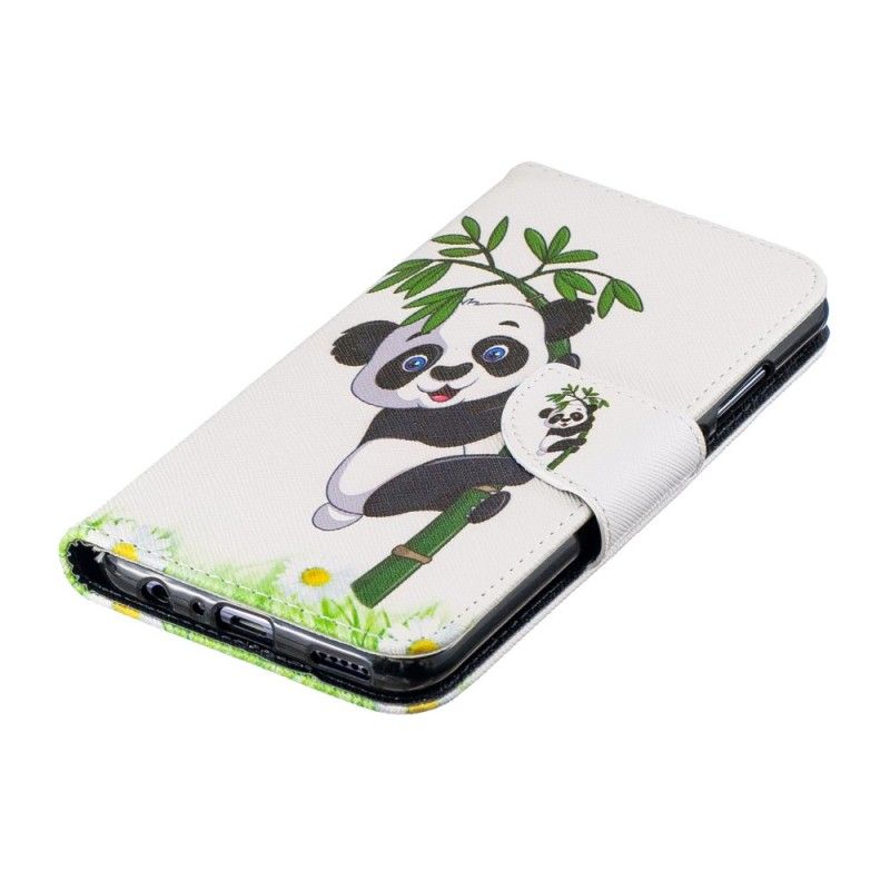 Leren Hoesje Huawei P Smart 2019 Panda Op Bamboe