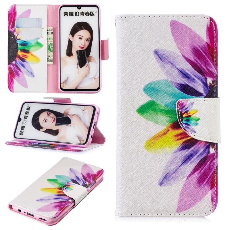 Leren Hoesje Huawei P Smart 2019 Telefoonhoesje Aquarelbloem