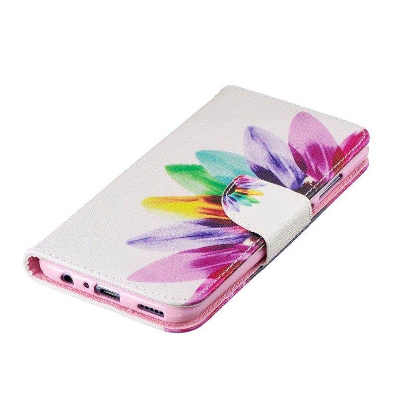 Leren Hoesje Huawei P Smart 2019 Telefoonhoesje Aquarelbloem