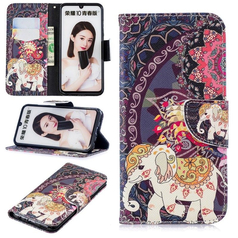 Leren Hoesje voor Huawei P Smart 2019 Etnische Olifantenmandala