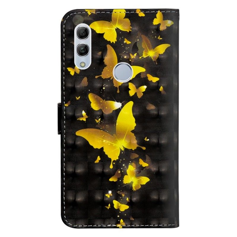 Leren Hoesje voor Huawei P Smart 2019 Gele Vlinders