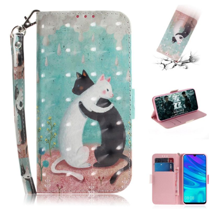 Leren Hoesje voor Huawei P Smart 2019 Kattenvriendjes Met String