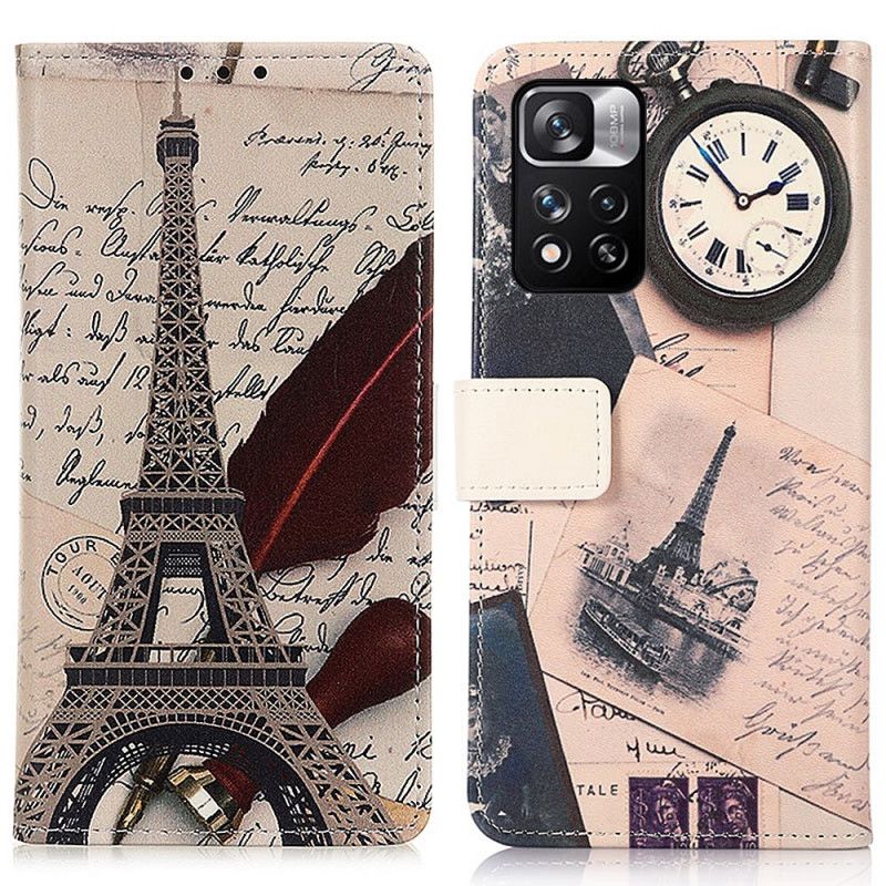 Flip Case Leren Xiaomi Redmi Note 11 Pro / Note 11 Pro Plus Eiffeltoren Van De Dichter