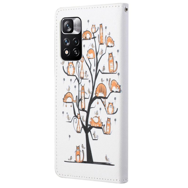 Leren Hoesje Voor Xiaomi Redmi Note 11 Pro / Note 11 Pro Plus Funky Cats Strappy